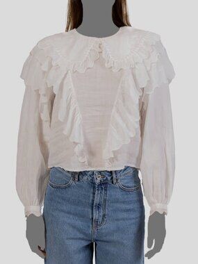 LES COYOTES DE PARIS Women's White Pearl Blouse Top Size 36